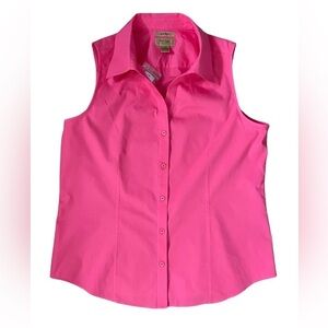 GOLD Label Investments Sleeveless Collared No Iron Button Down Shirt Size 16 NWT